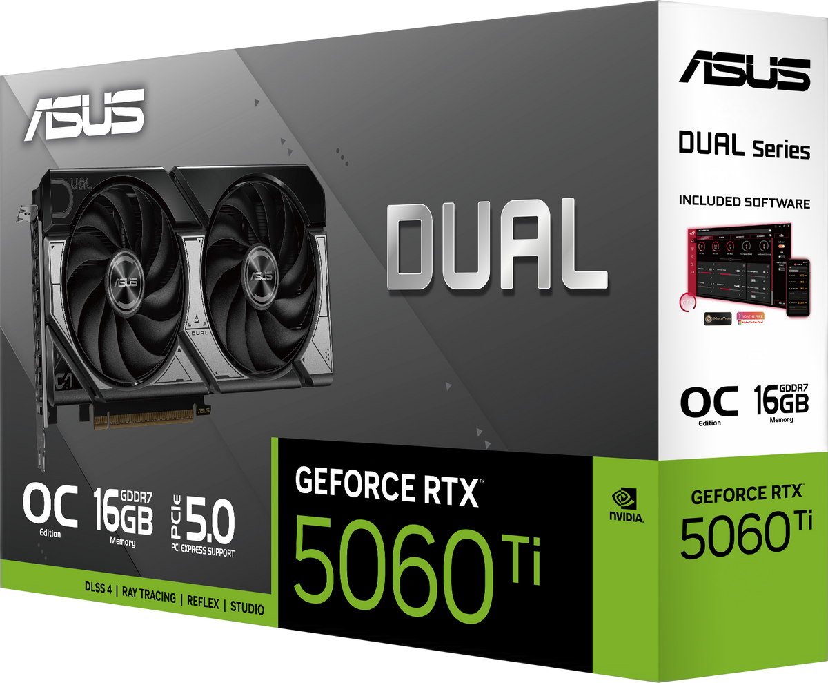 Відеокарта ASUS GeForce RTX 5060 Ti Dual OC 16GB GDDR7 DLSS4 (DUAL-RTX5060TI-O16G) 224293 фото
