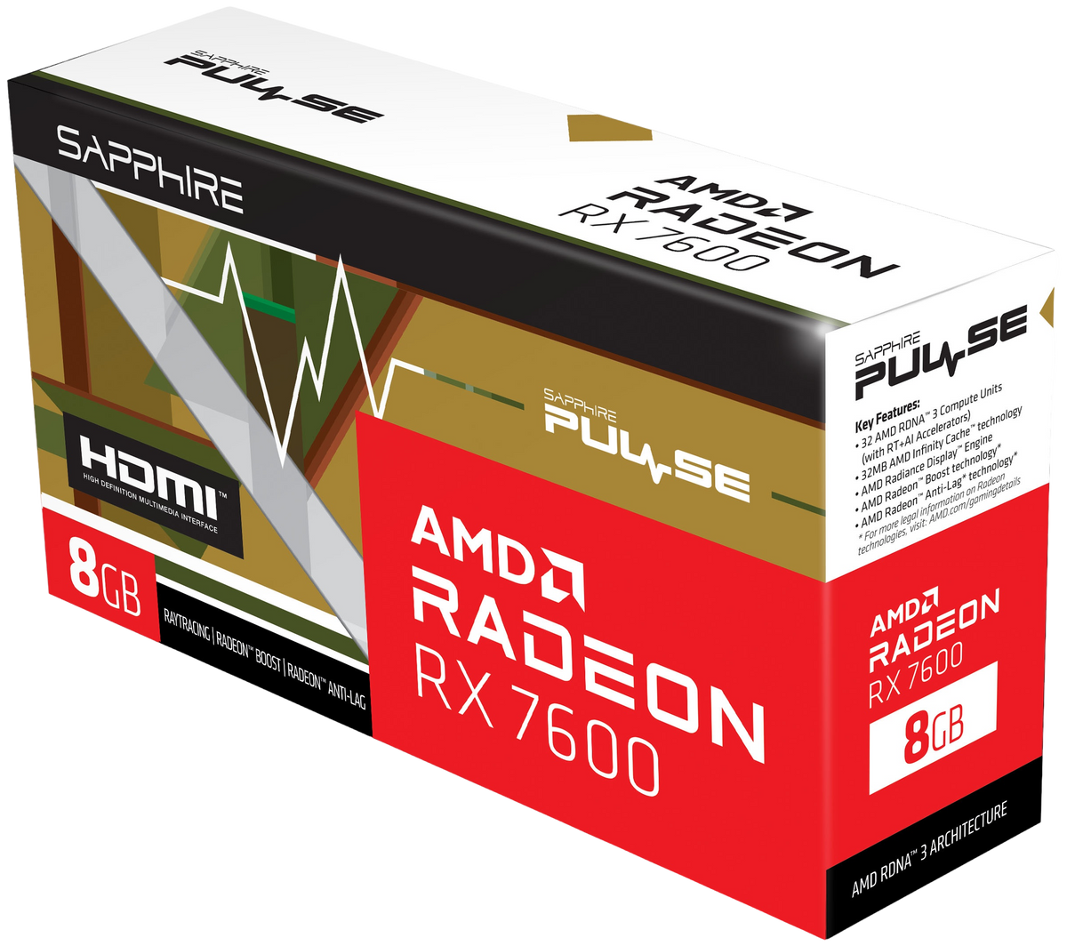 Відеокарта Sapphire Radeon RX 7600 8 GB PULSE (11324-01) 222934 фото