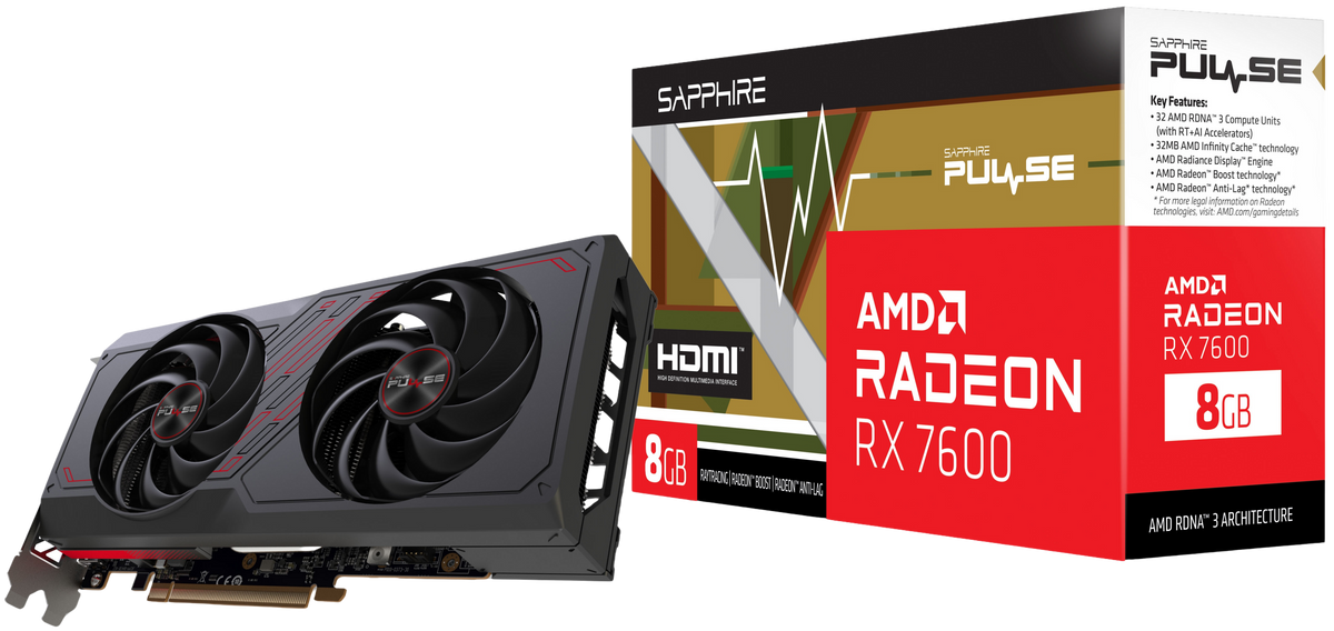 Відеокарта Sapphire Radeon RX 7600 8 GB PULSE (11324-01) 222934 фото