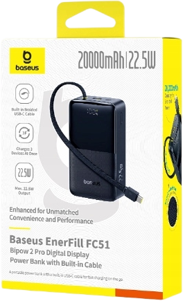 Зовнішній акумулятор (Power Bank) Baseus EnerFill FC51 Bipow2 Pro 20000mAh Black (E0027701) 226321 фото